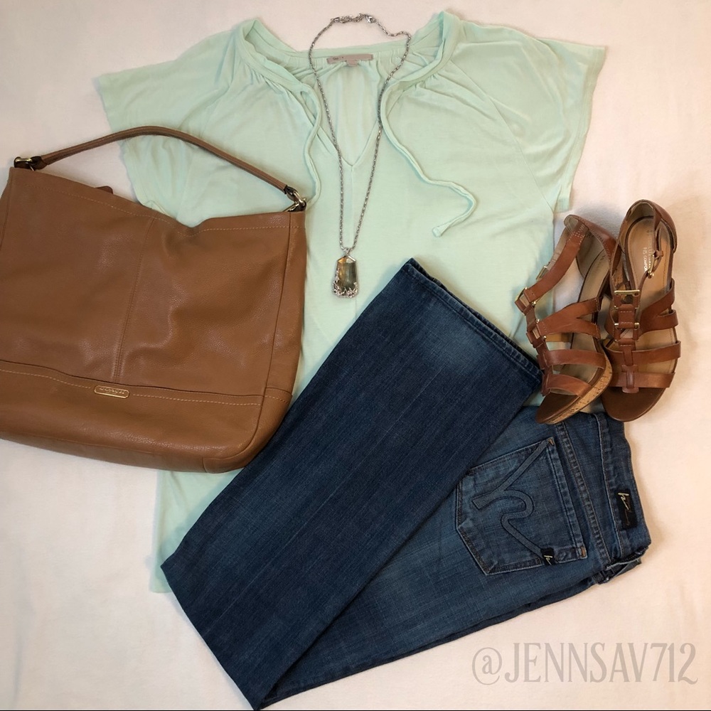 GAP Pale Mint V-neck Top